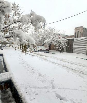 بارش سنگین برف صبح امروز در کهک قم