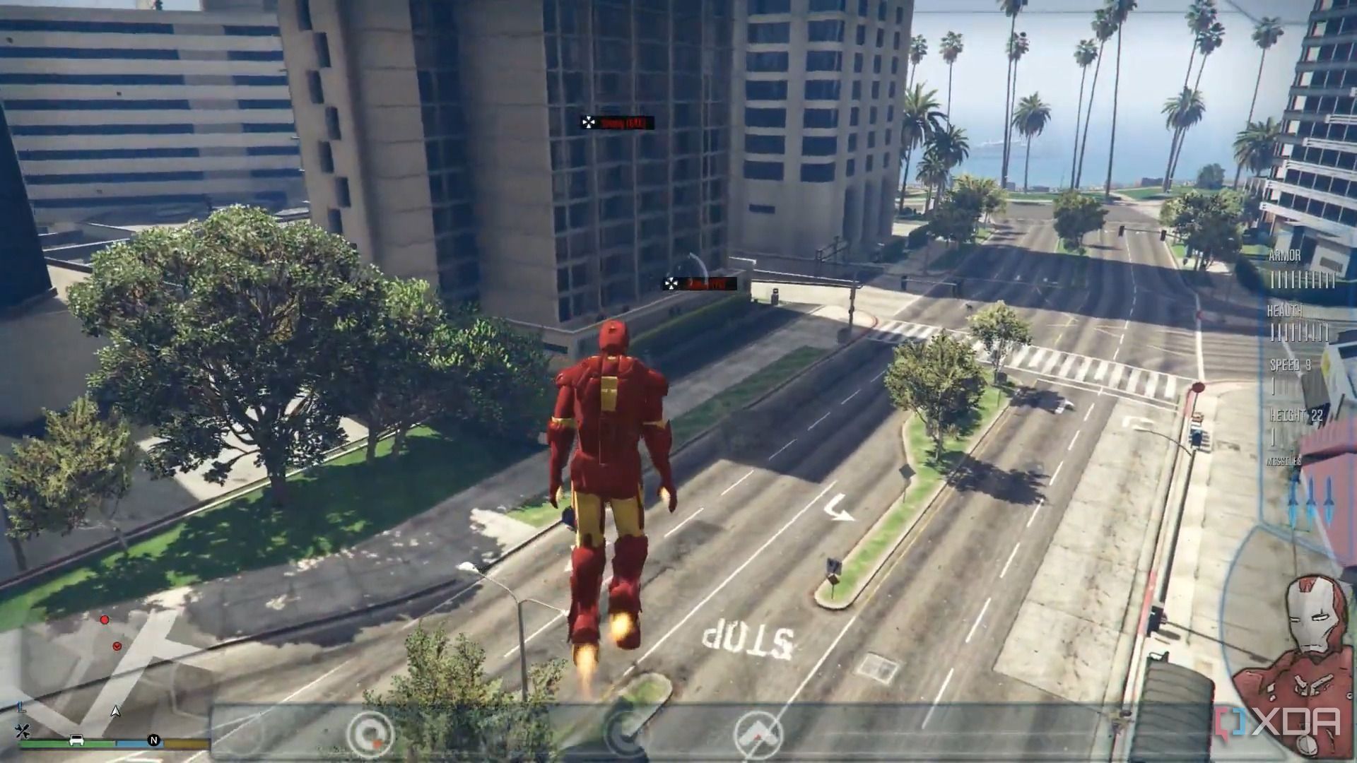 مرد آهنی بر فراز شهر لوس‌سانتوس در بازی GTA 5