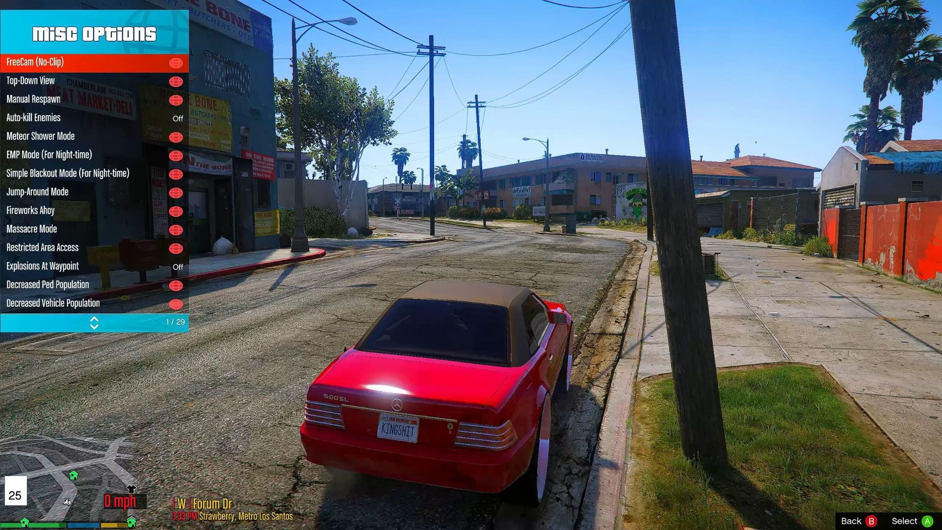 نمای پشت یک خودرو در بازی GTA 5